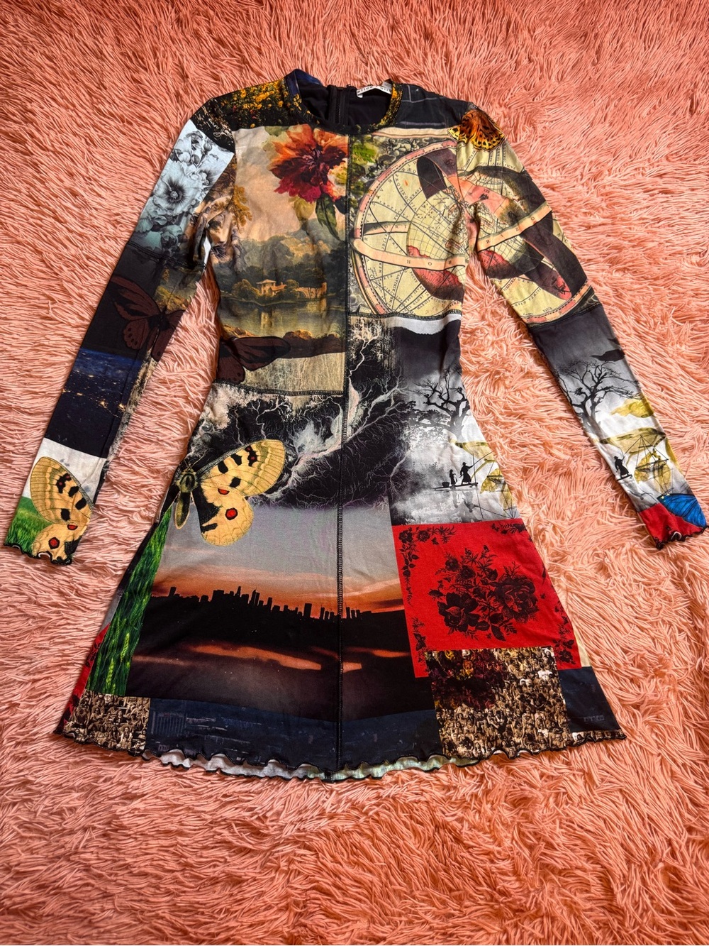 NWOT Alice + Olivia Delora A-Line Mini Dress In Color Eco Fusion. Size 4 - Picture 3 of 16